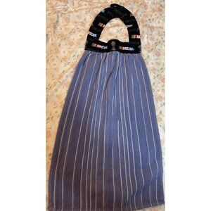 NASCAR Hanging Kitchen Towel Black Logo Top Blue Striped 27" Handmade
